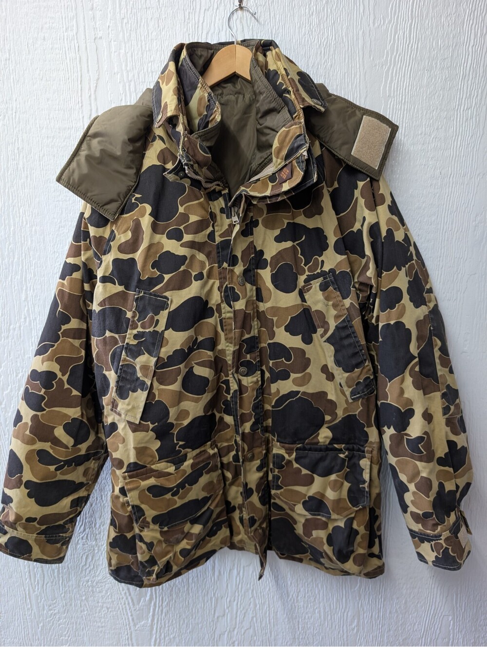 Vintage Columbia Duck Camo 3 in 1 Hunting Jacket Mens Sz XL Waterproof Goretex